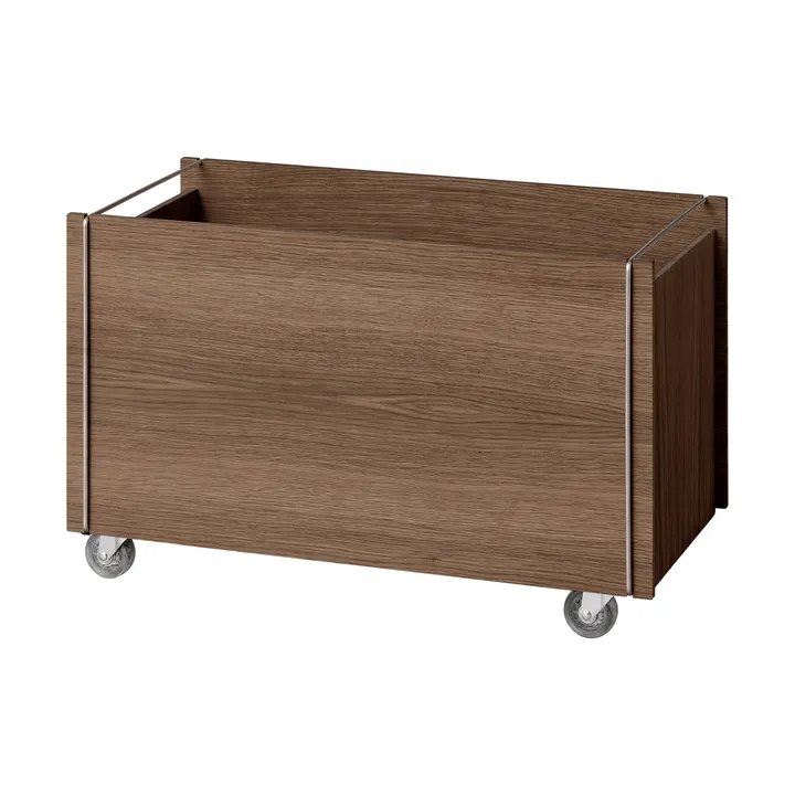 Moebe storage box - Rökt ek-rostfritt stål, med hjul, 33x60x31 cm - MOEBE