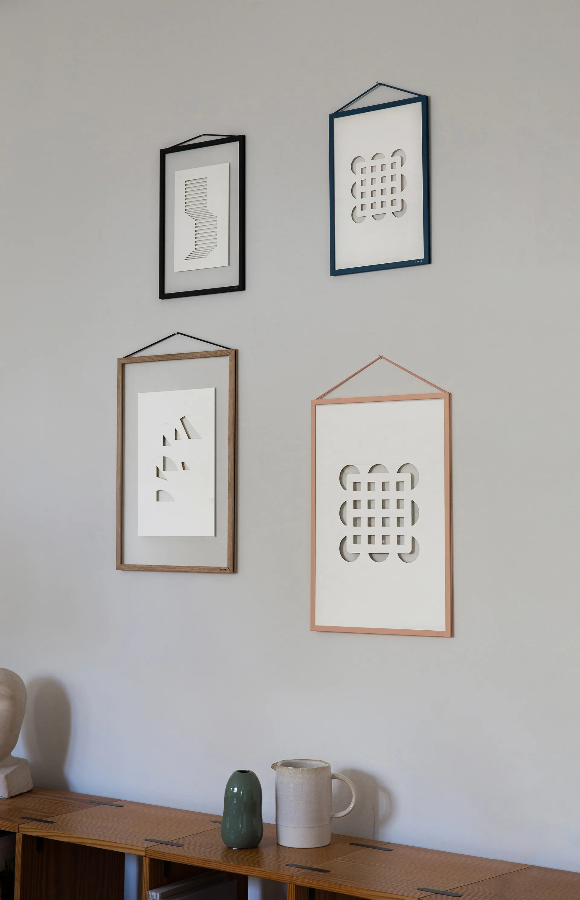 Relief konstverk circles & squares 29,7x42 cm, Off White MOEBE