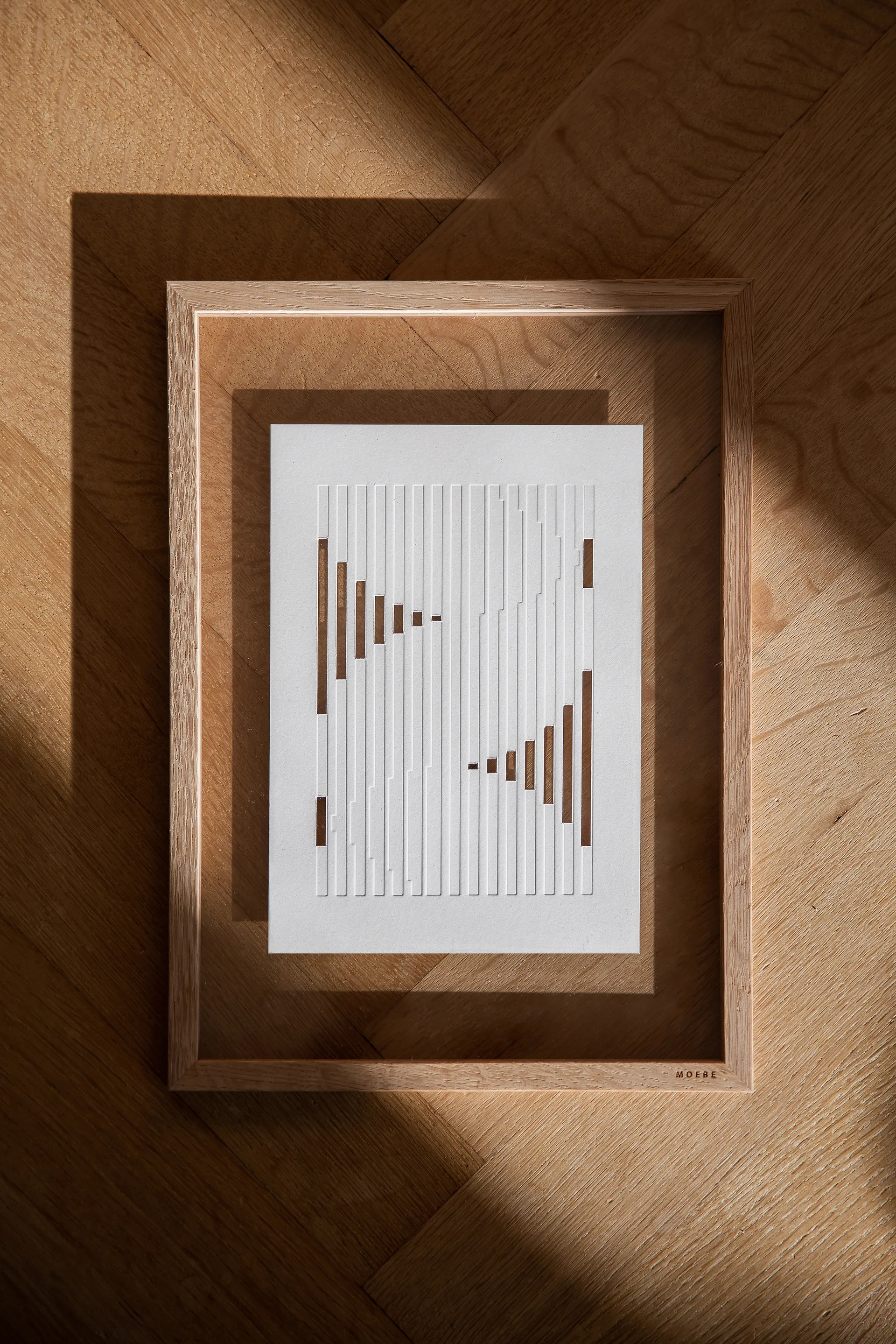 Relief konstverk organic lines 14,8x21 cm, Off White MOEBE
