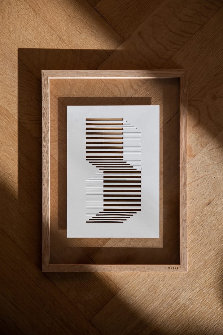 Relief konstverk shifted lines 14,8x21 cm, Off White MOEBE