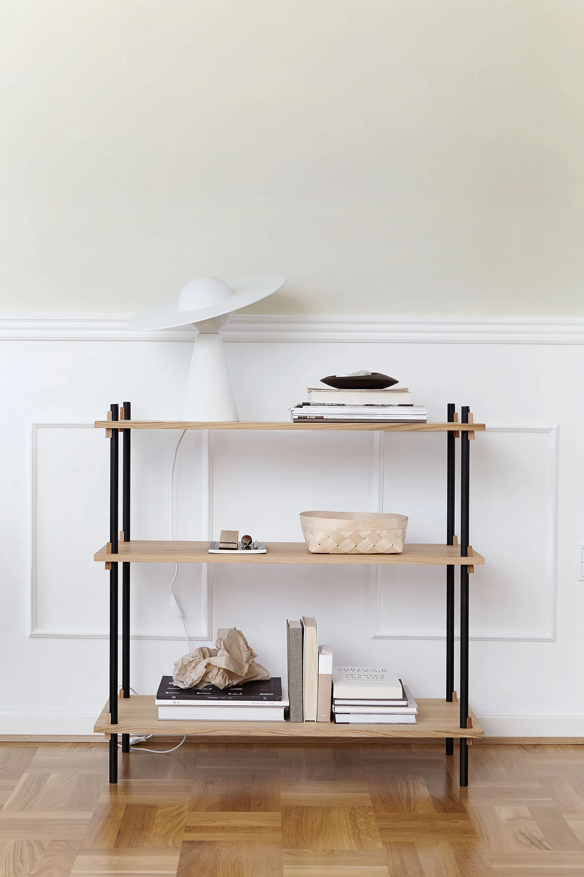 Shelving System classic hylla, Rökt ek-warm grey, 86x85x35 cm, S.85.1.A MOEBE