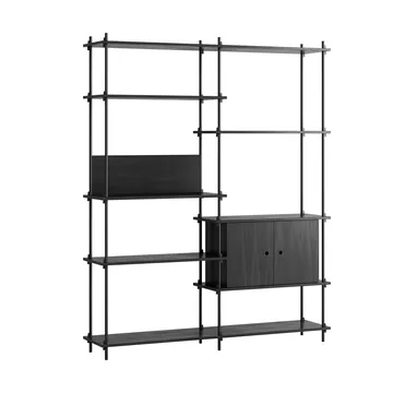 Shelving System hylla med skåp - Black, 163x200x35 cm, S.200.2.C - MOEBE
