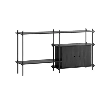 Shelving System hylla med skåp - Black, 163x85x35 cm, S.85.2.C - MOEBE