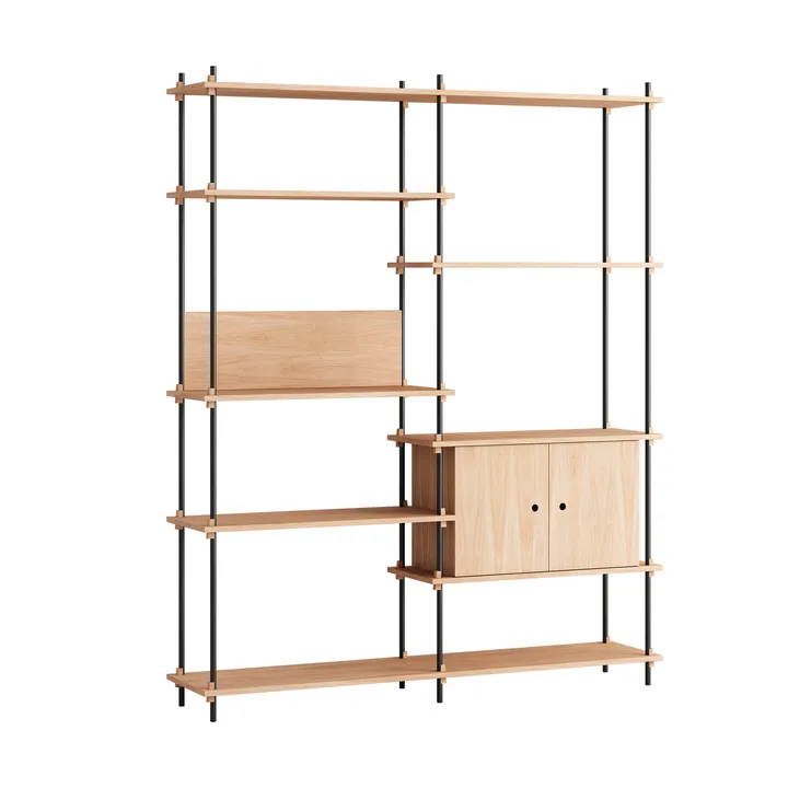 Shelving System hylla med skåp - Ek-black, 163x200x35 cm, S.200.2.C - MOEBE