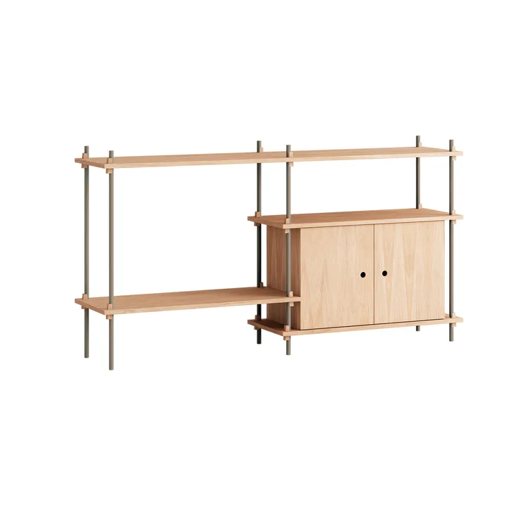 Shelving System hylla med skåp - Ek-warm grey, 163x85x35 cm, S.85.2.C - MOEBE