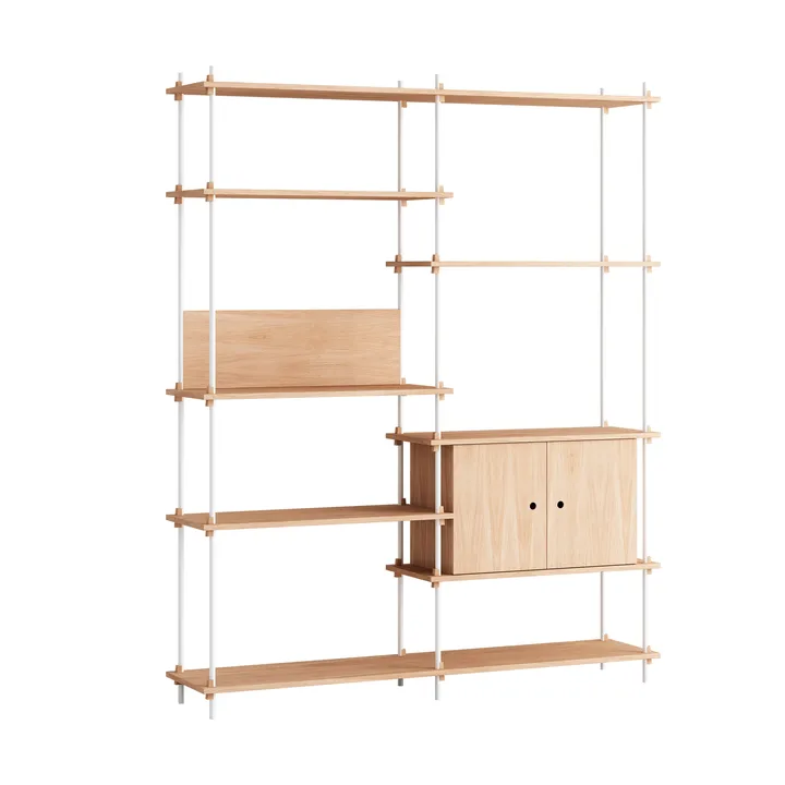 Shelving System hylla med skåp - Ek-white, 163x200x35 cm, S.200.2.C - MOEBE