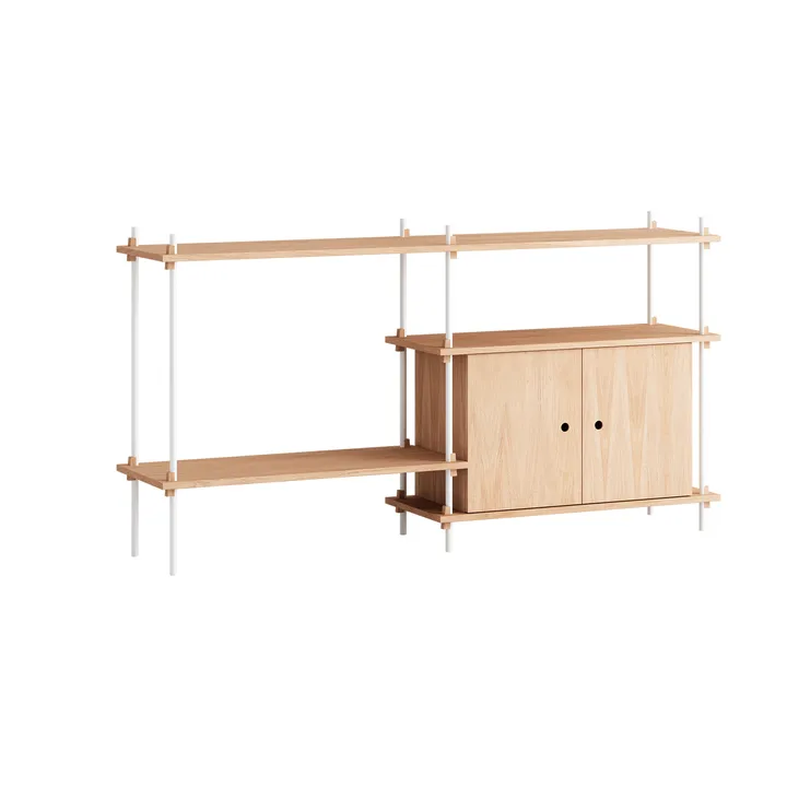 Shelving System hylla med skåp - Ek-white, 163x85x35 cm, S.85.2.C - MOEBE