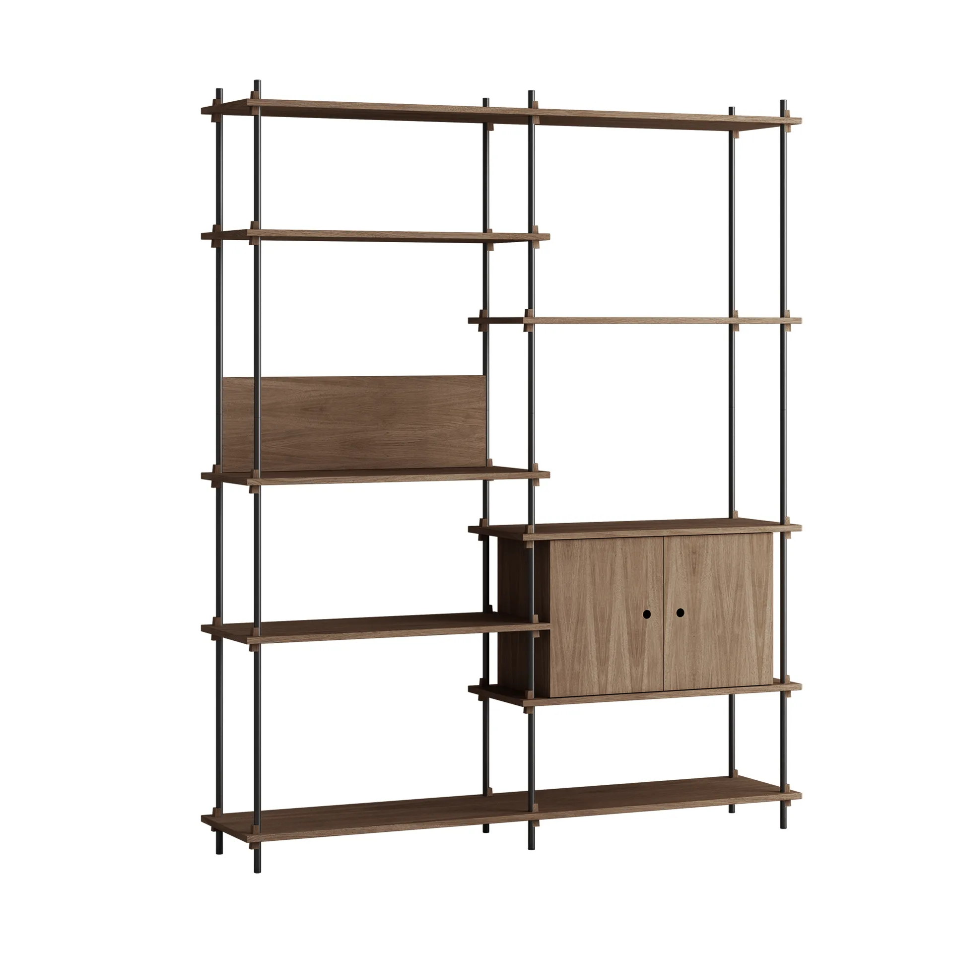 Shelving System hylla med skåp, Rökt ek-black, 163x200x35 cm, S.200.2.C MOEBE