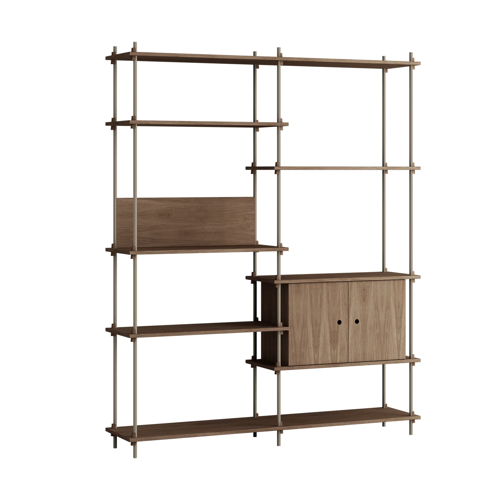 Shelving System hylla med skåp, Rökt ek-warm grey, 163x200x35 cm, S.200.2.C MOEBE
