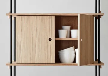 Shelving System hylla med skåp - Rökt ek-warm grey, 163x200x35 cm, S.200.2.C - MOEBE
