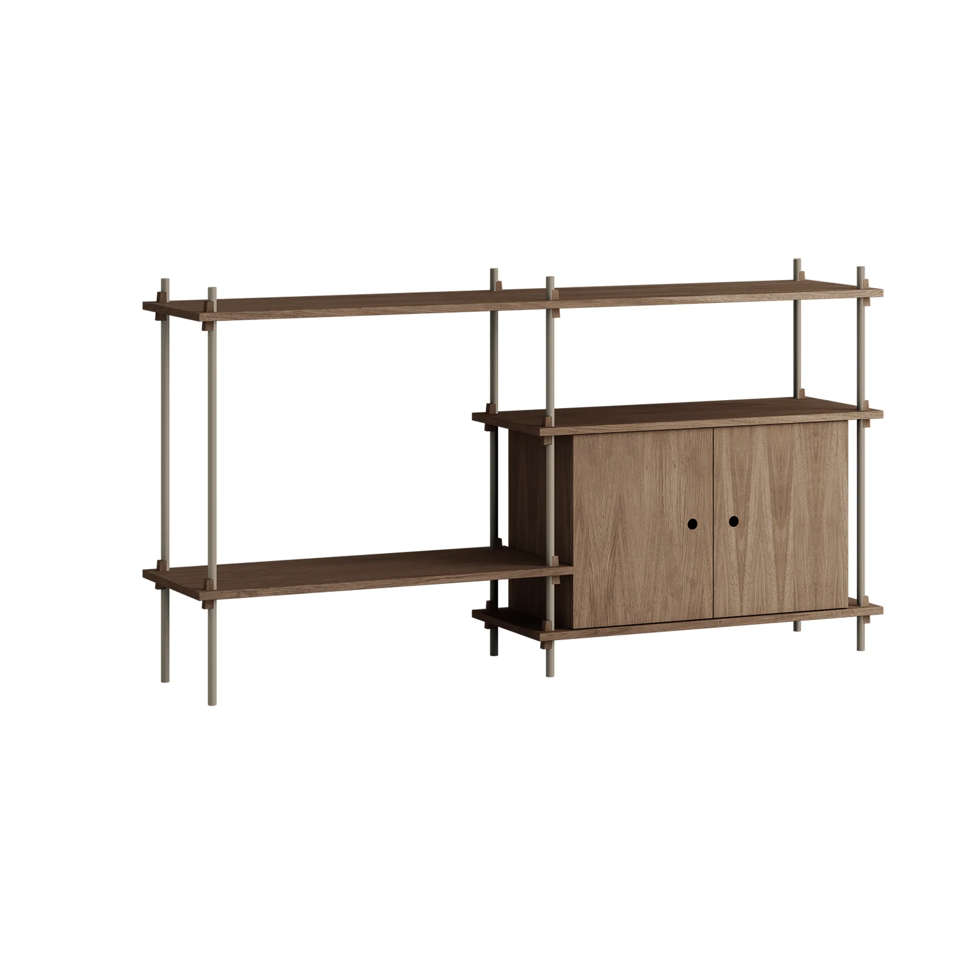 Shelving System hylla med skåp, Rökt ek-warm grey, 163x85x35 cm, S.85.2.C MOEBE