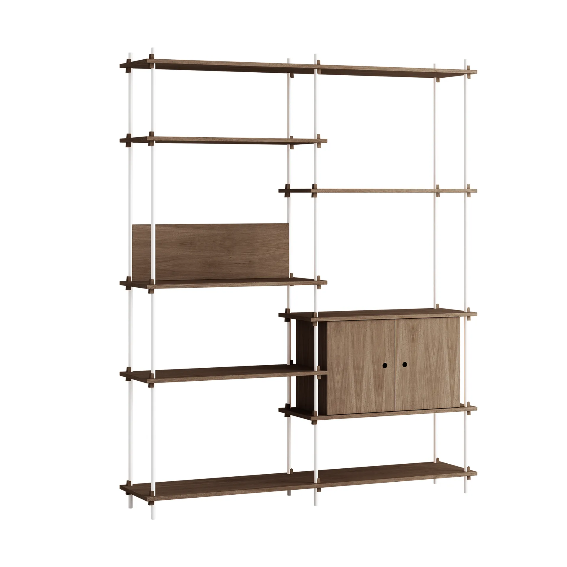 Shelving System hylla med skåp, Rökt ek-white, 163x200x35 cm, S.200.2.C MOEBE