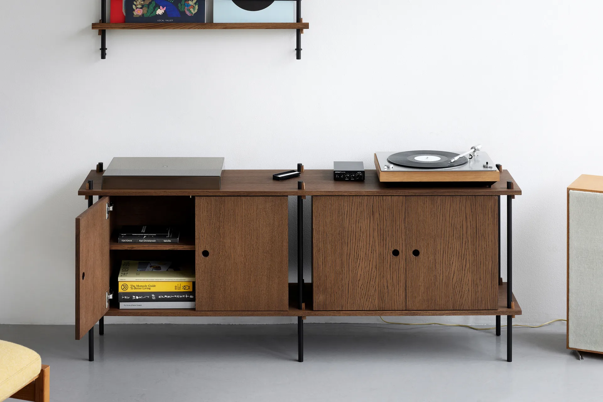 Shelving System sideboard, Ek-white, 163x65x35 cm, S.65.2.D MOEBE