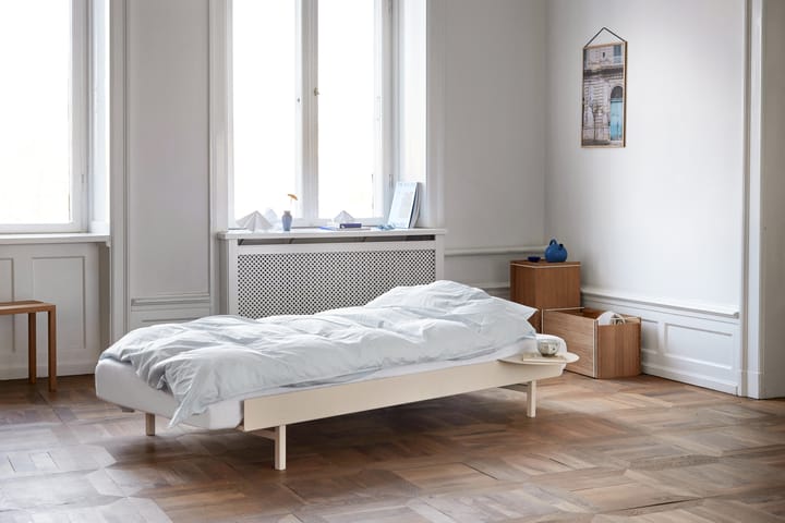 Utdragbar säng 90-180 cm med sängbord - Sand - MOEBE