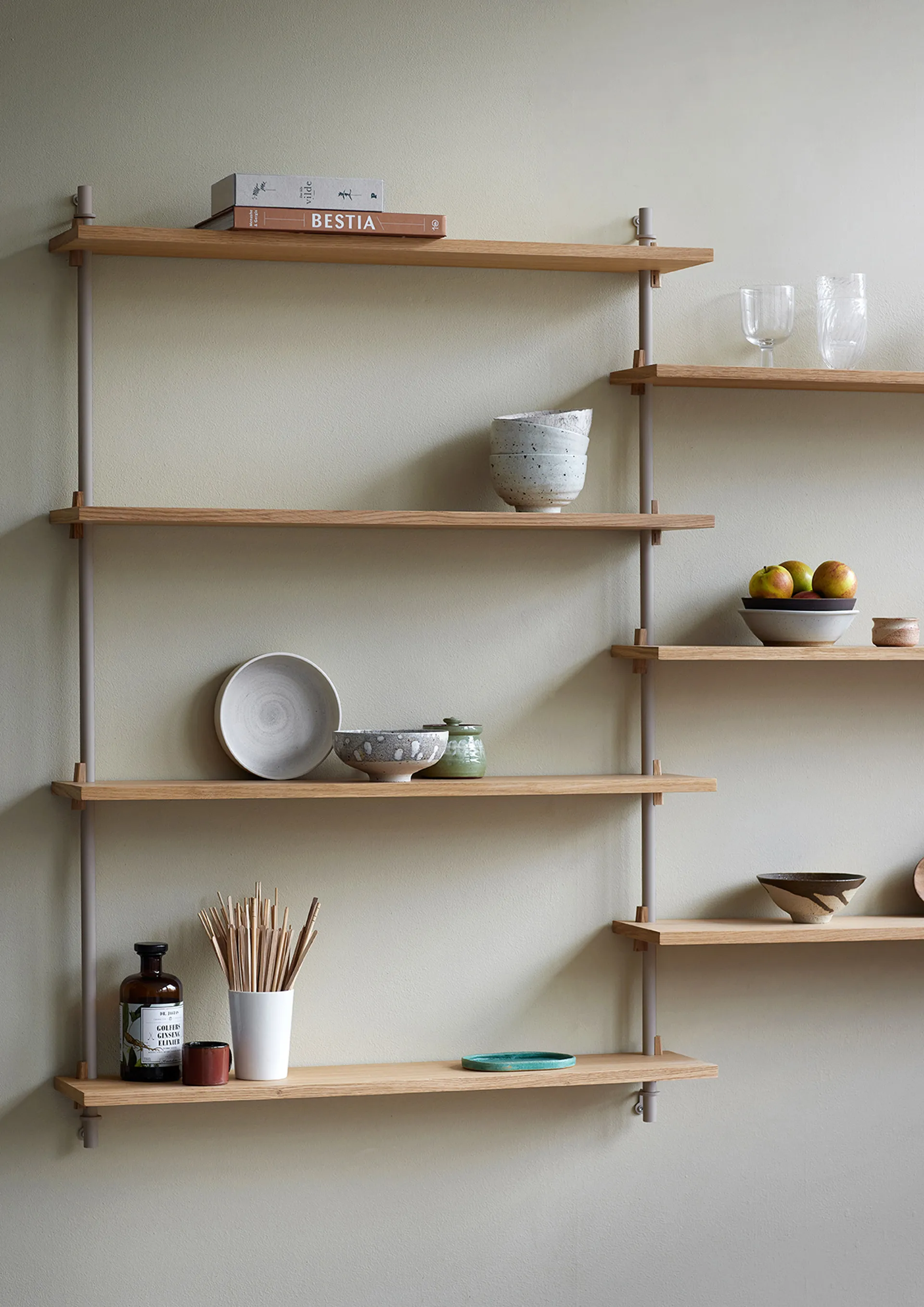 Wall Shelving vägghylla, Rökt ek-warm grey, 92x85x17,5 cm, WS.85.1 MOEBE