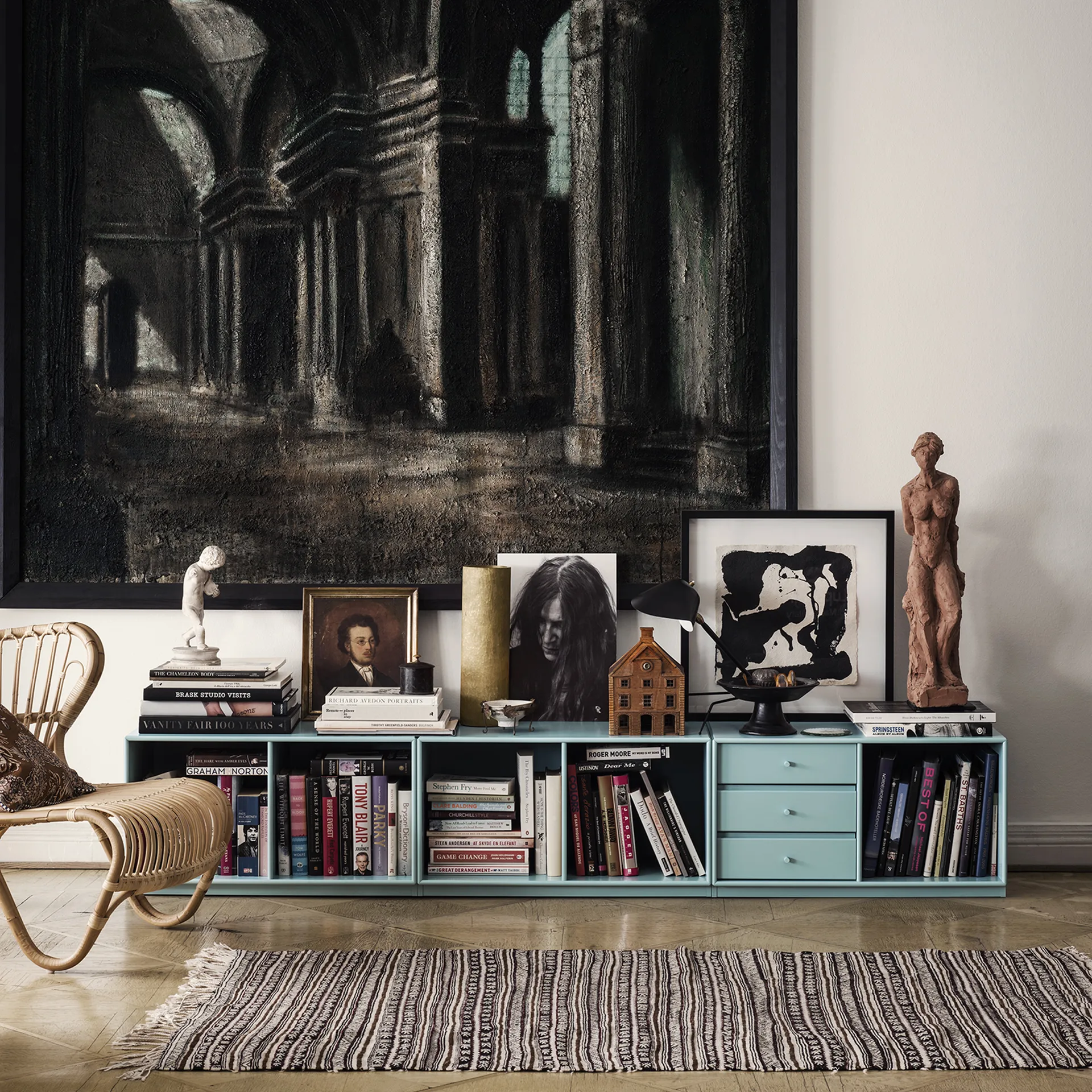 Rest hyllmodul, new white 101 sockel, 3 lådor Montana