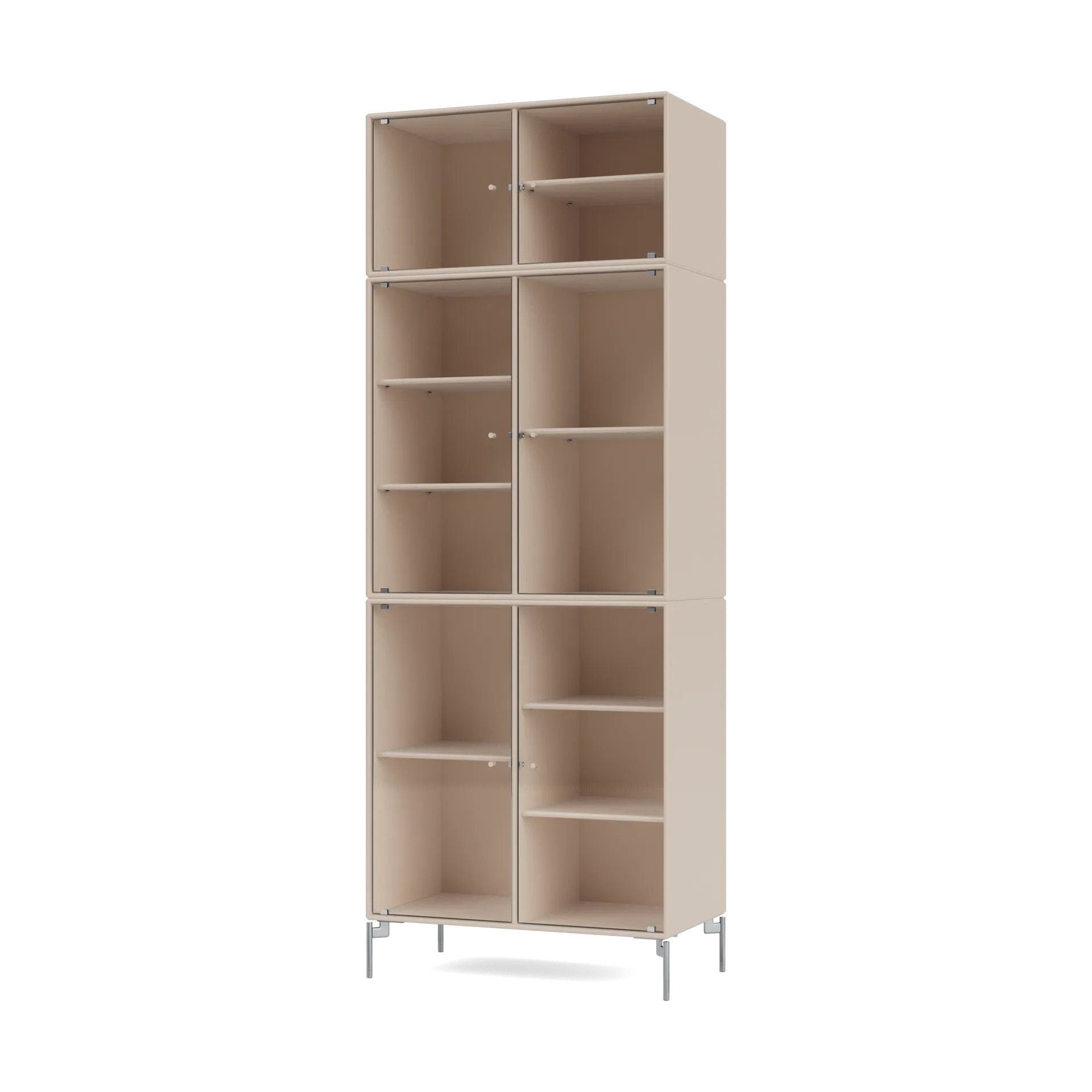 Ripple IV vitrinskåp 69,6x187,2x38 cm, Clay-ben chrome Montana