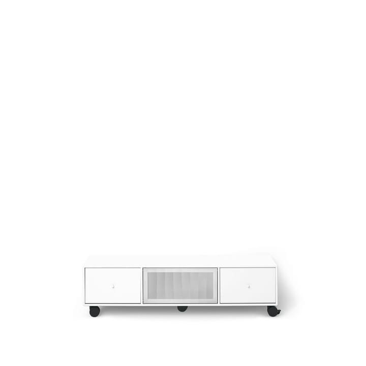 Tv & Sound 115 mediaförvaring - new white, hjul, lådor, klaff - Montana