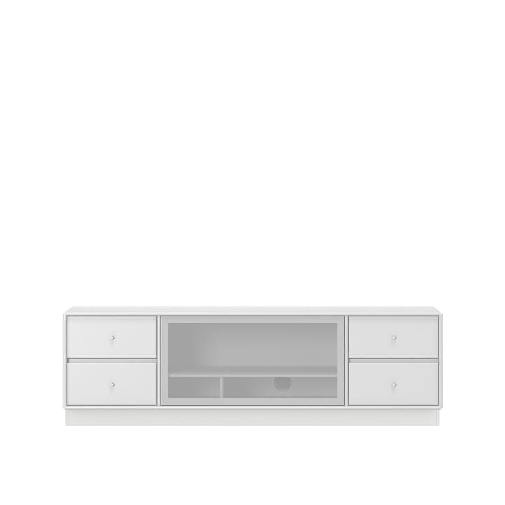 Tv & Sound mediaförvaring - new white, si14, sockel 7cm, lådor, klaff - Montana