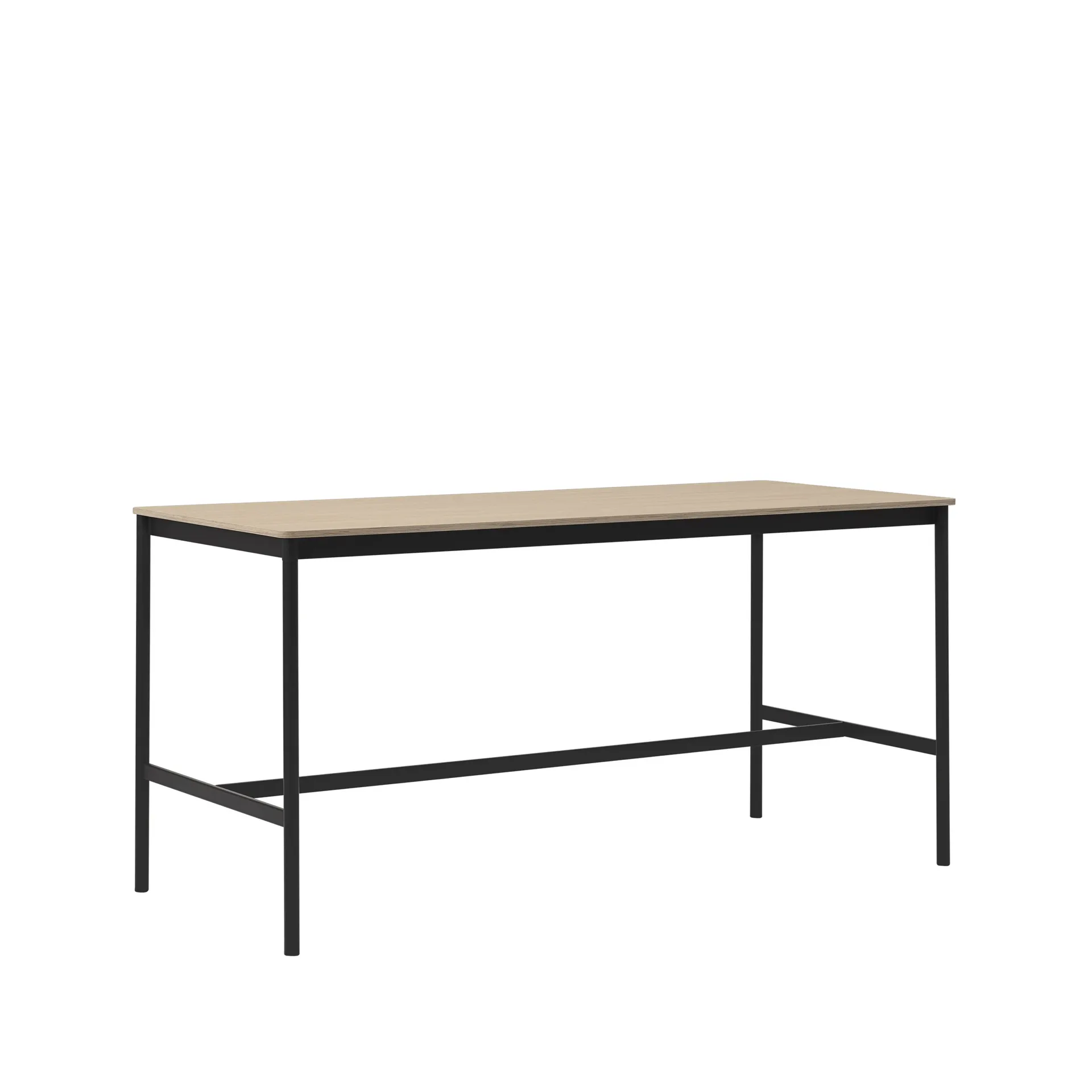Base High barbord, oak, svart stativ, plywoodkant, b85 l190 h95 Muuto