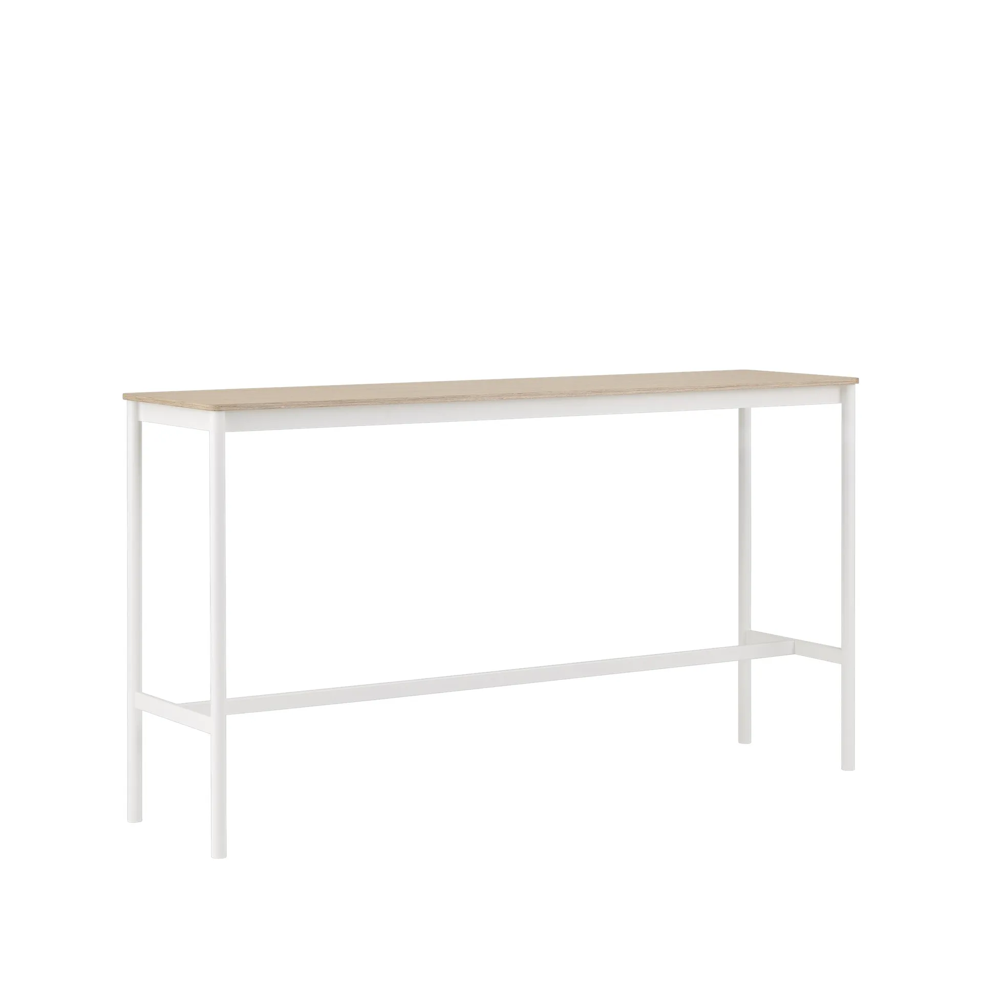 Base High barbord, oak, vitt stativ, plywoodkant, b50 l190 h105 Muuto
