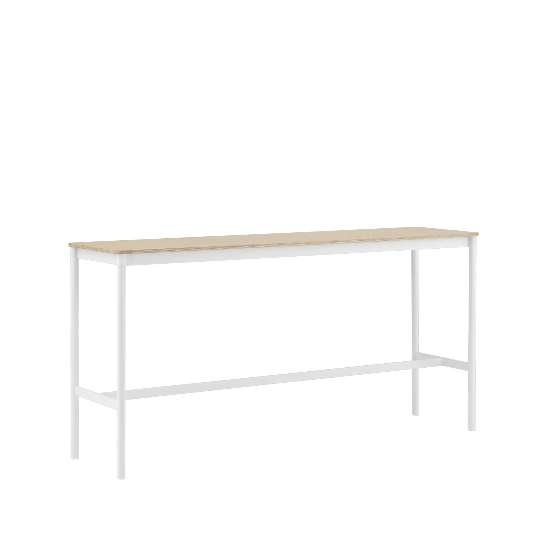 Base High barbord, oak, vitt stativ, plywoodkant, b50 l190 h95 Muuto