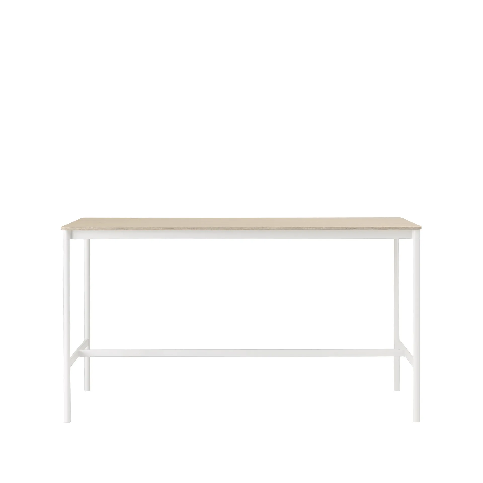 Base High barbord, oak, vitt stativ, plywoodkant, b85 l190 h105 Muuto