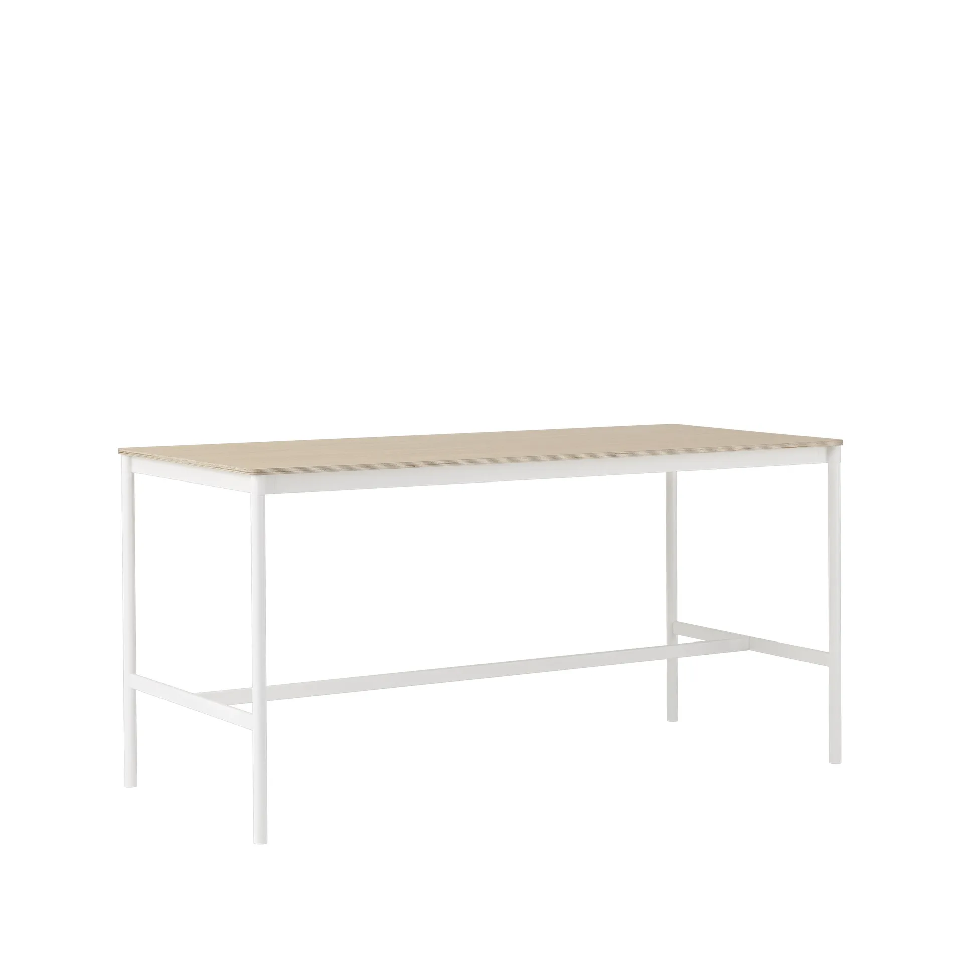 Base High barbord, oak, vitt stativ, plywoodkant, b85 l190 h95 Muuto