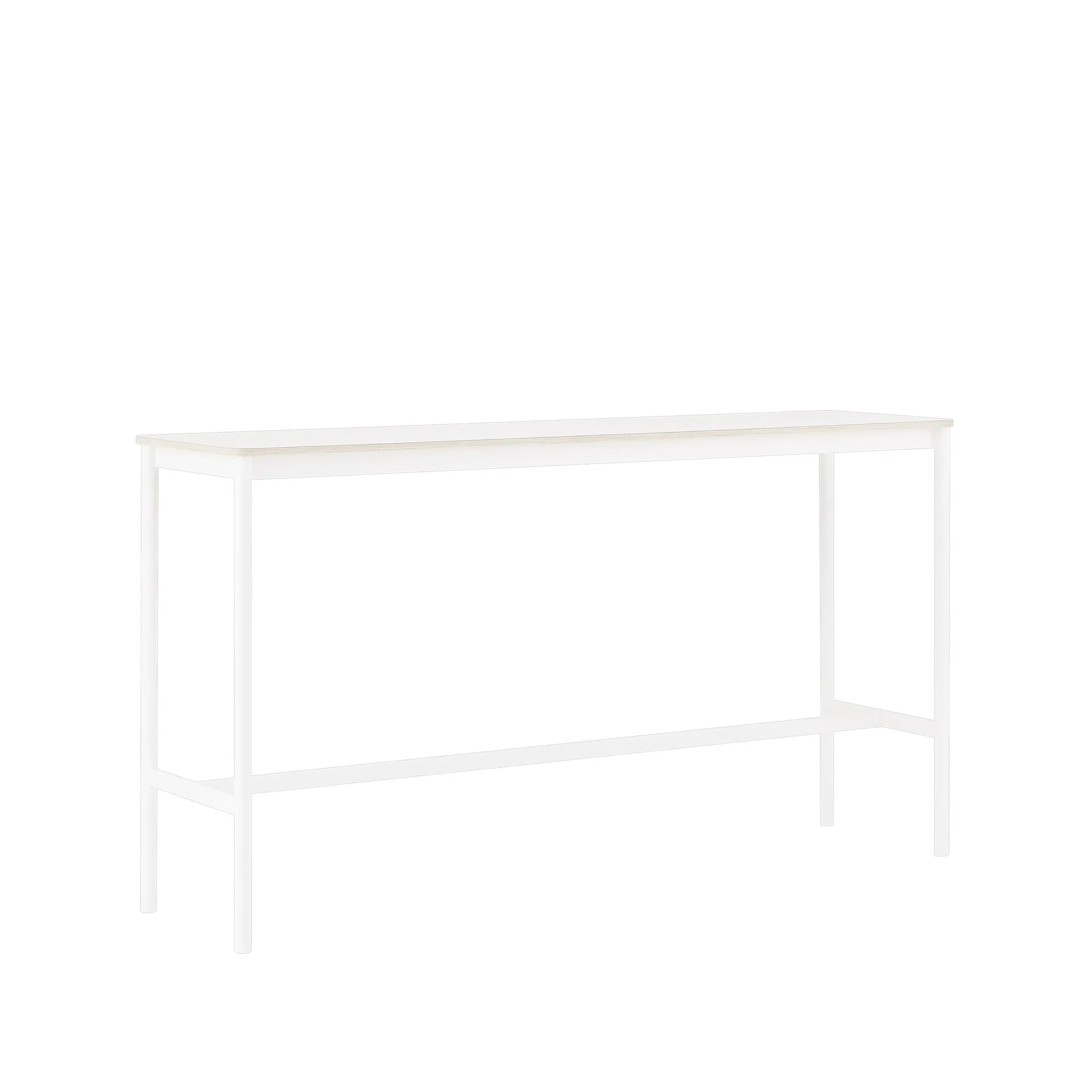 Base High barbord, white laminate, vitt stativ, plywoodkant, b50 l190 h105 Muuto