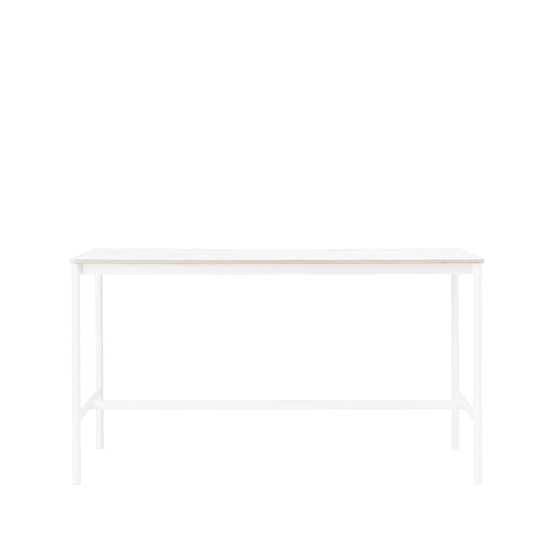 Base High barbord, white laminate, vitt stativ, plywoodkant, b85 l190 h105 Muuto