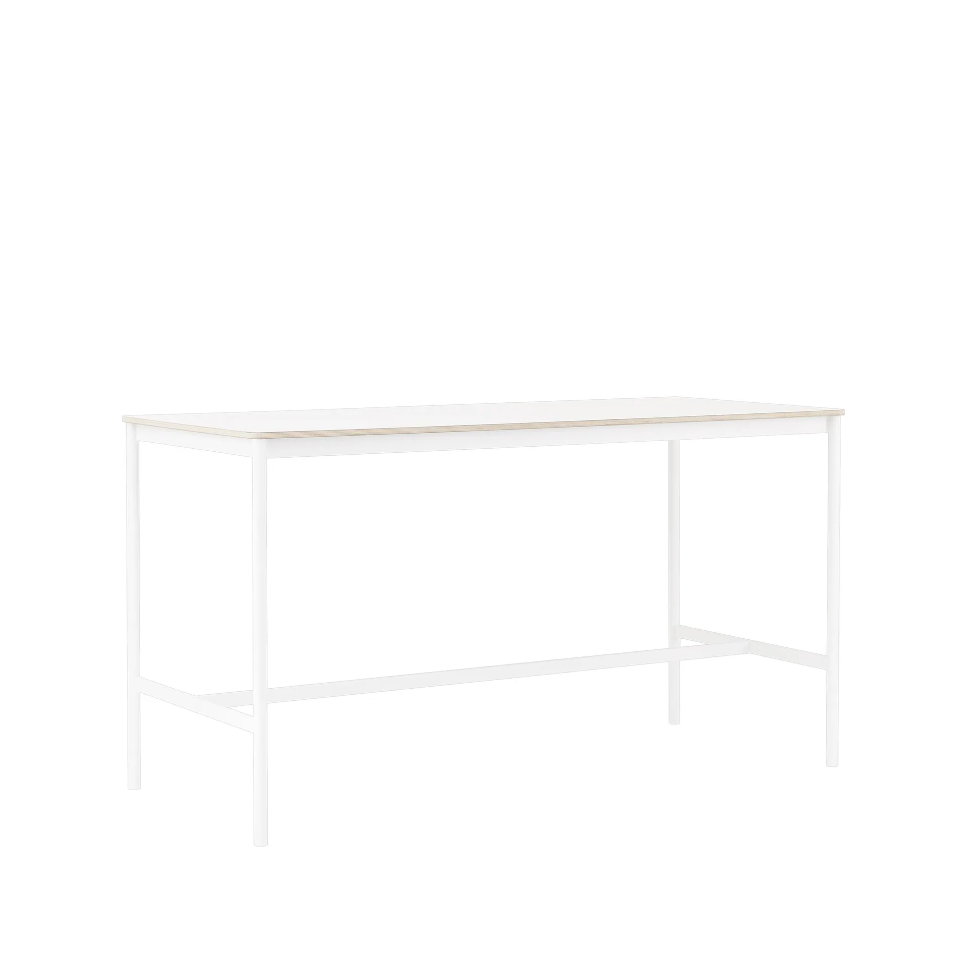 Base High barbord, white laminate, vitt stativ, plywoodkant, b85 l190 h105 Muuto