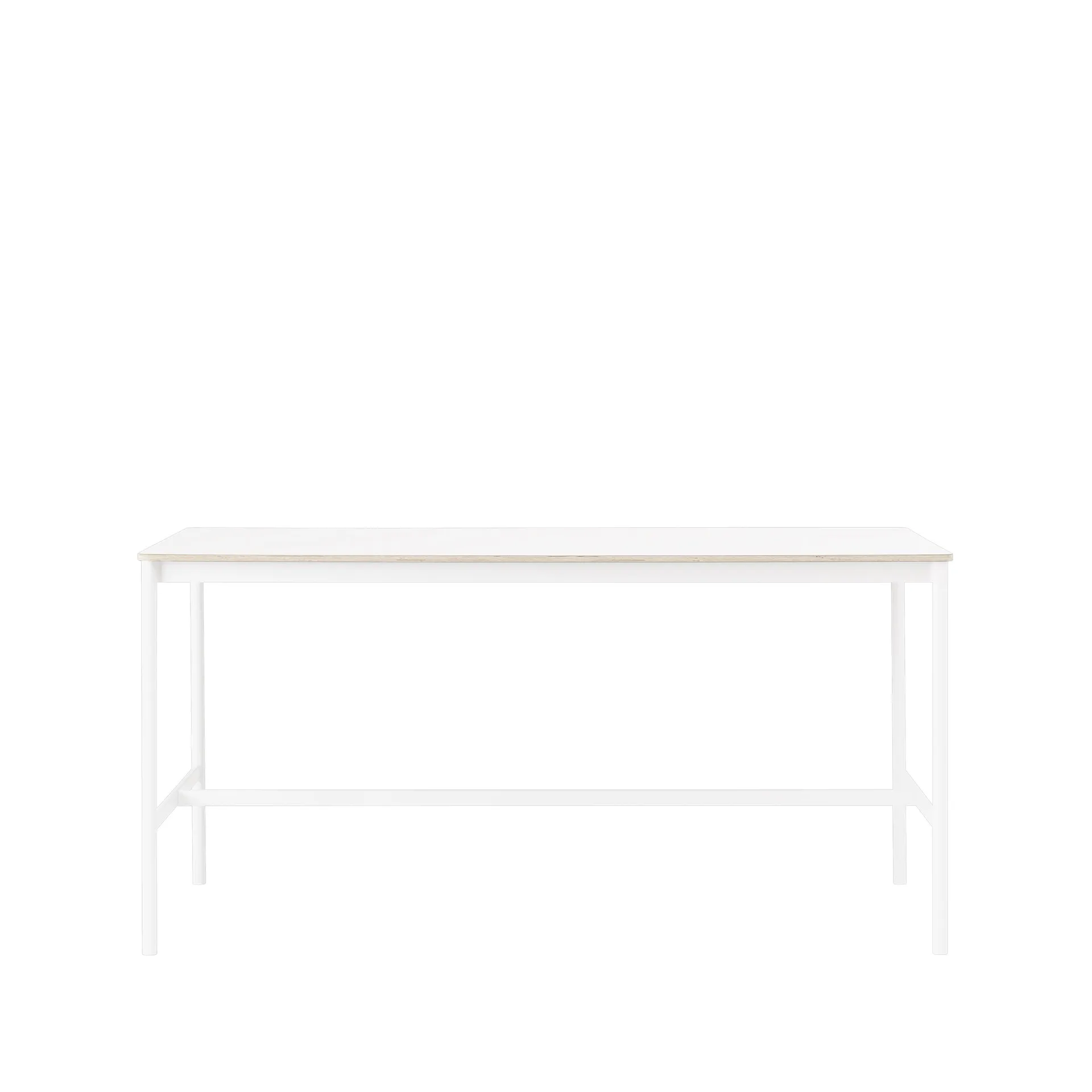 Base High barbord, white laminate, vitt stativ, plywoodkant, b85 l190 h95 Muuto