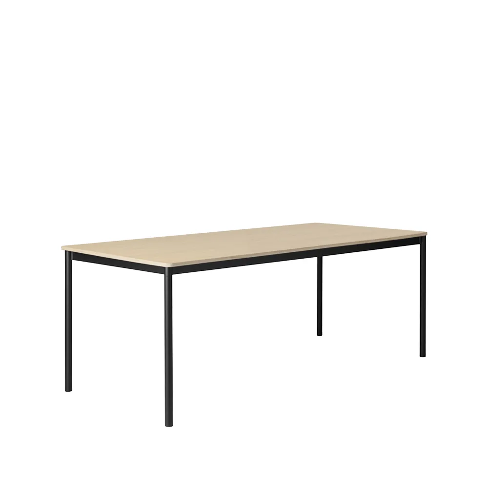 Base matbord, oak, svart stativ, plywoodkant, 190x85cm Muuto