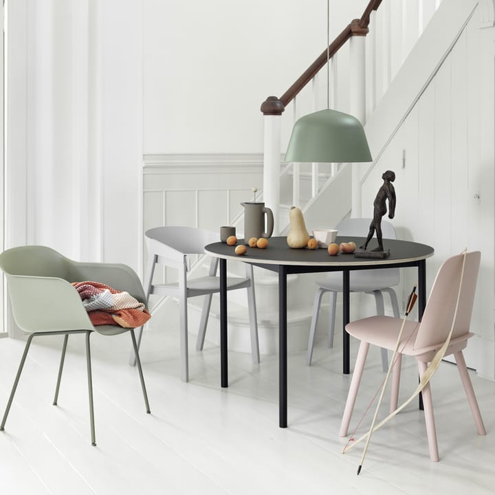 Base matbord runt Ø110 cm, White laminate-Plywood-White Muuto