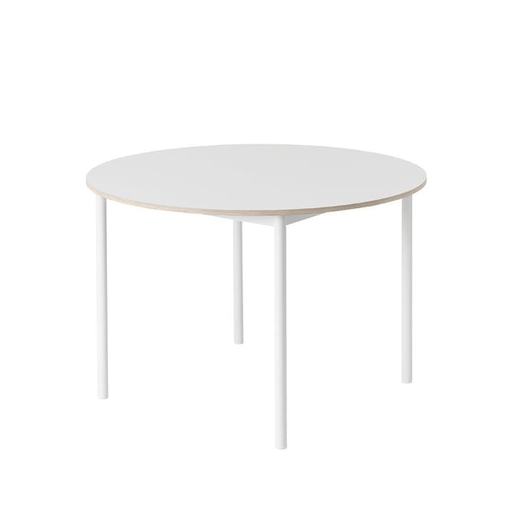 Base matbord runt Ø110 cm - White laminate-Plywood-White - Muuto