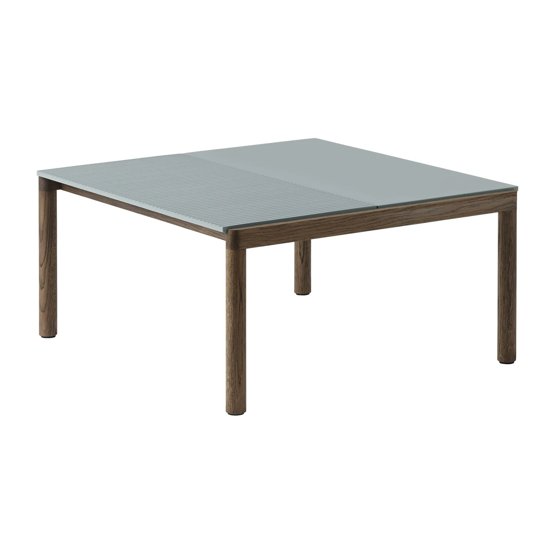 Couple 1 Plain-1 Wavy soffbord 80x84x40 cm, Pale blue-dark oiled oak Muuto