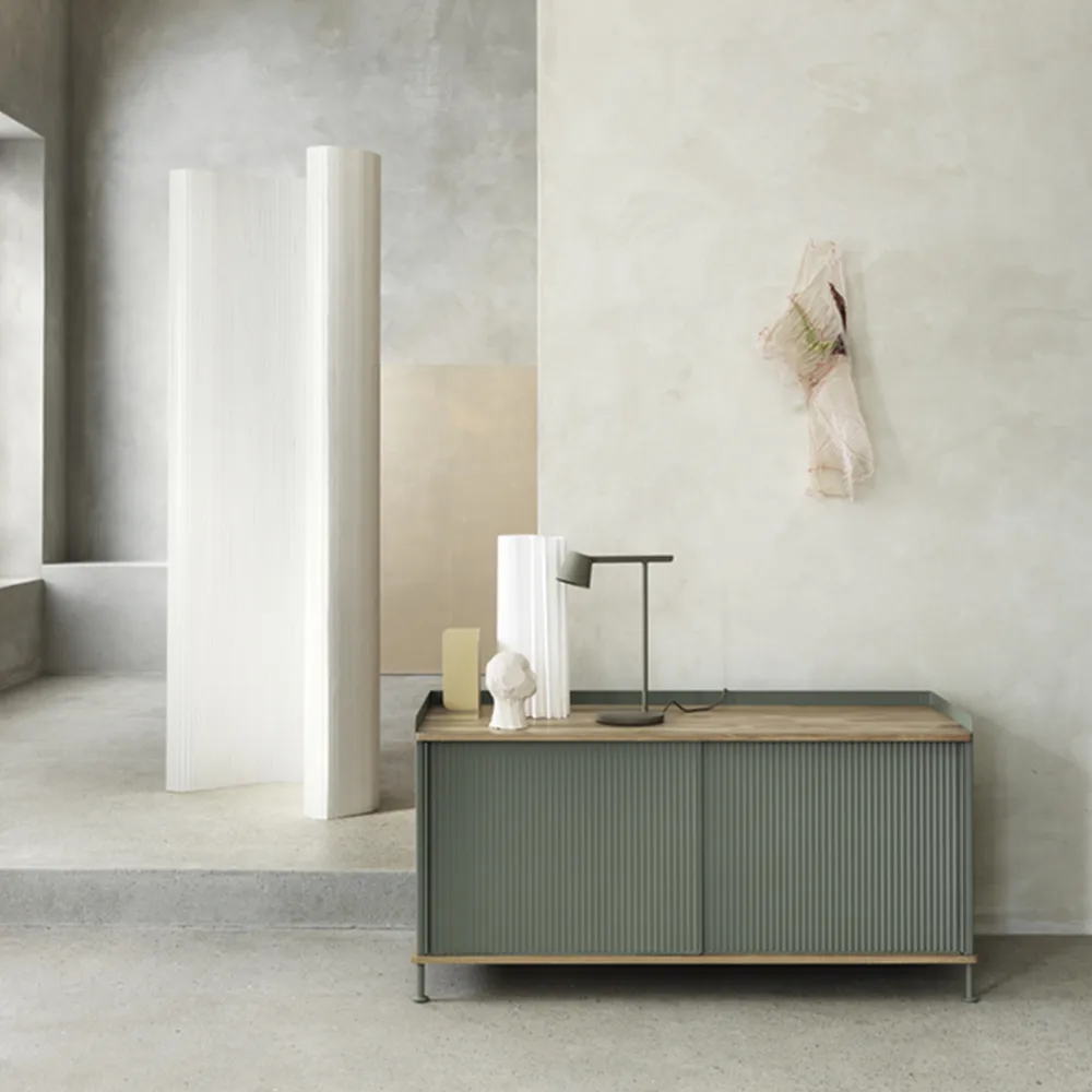 Enfold Low sideboard, Yellow-Metal Muuto