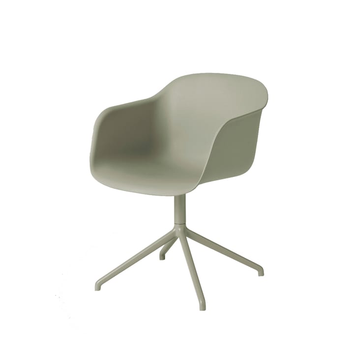 Fiber armchair kontorsstol - Dusty green-stativ med returfunktion - Muuto