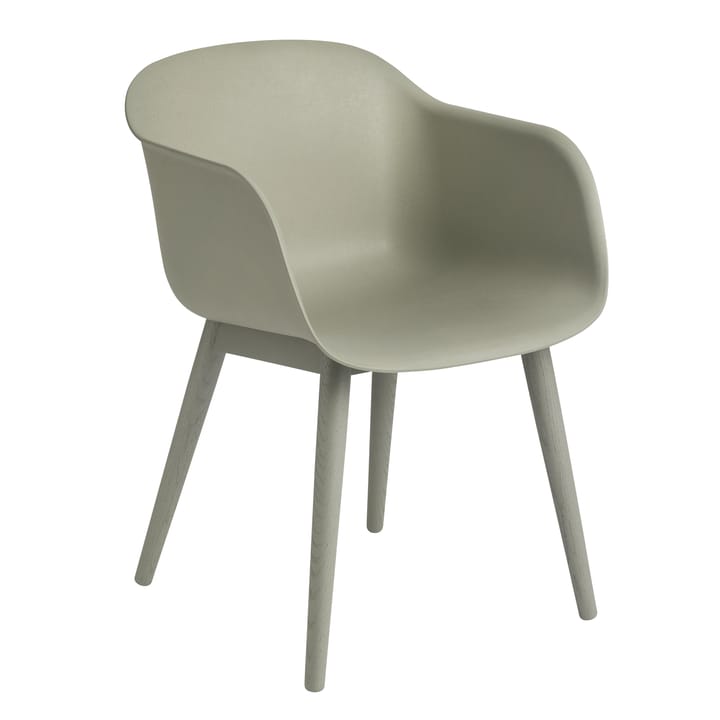 Fiber Armchair med träben - Dusty green (plastic) - Muuto