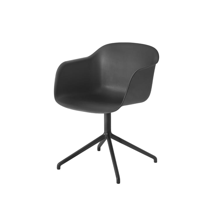 Fiber armchair swivel base with return kontorsstol, Black-anthracite black base Muuto
