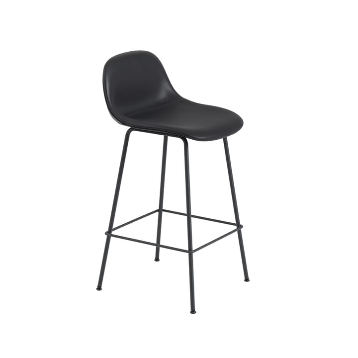 Fiber Barstol 75 cm metallben - Refine leather black-Black - Muuto