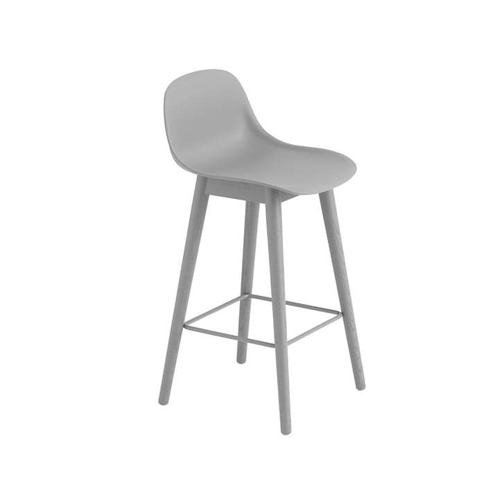 Fiber barstol med ryggstöd - grey, gråa ben, l�åg - Muuto