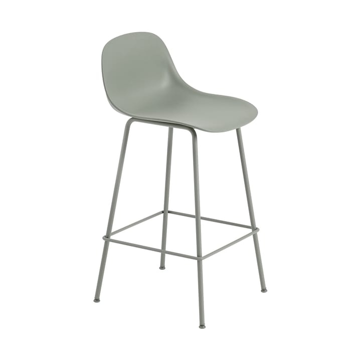 Fiber barstol tube bas med ryggstöd plast 75 cm - Dusty green - Muuto