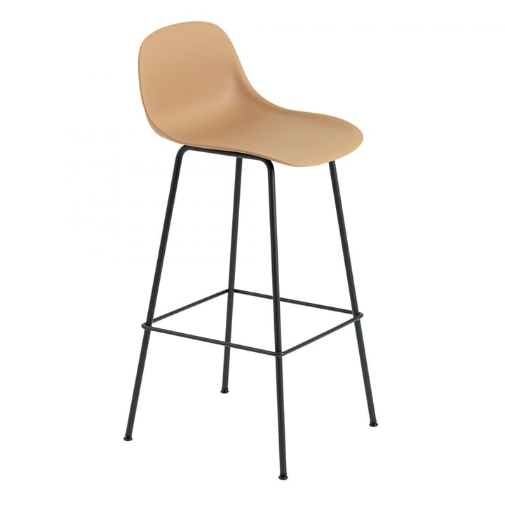 Fiber barstol tube bas med ryggstöd plast 75 cm - Ochre-black - Muuto