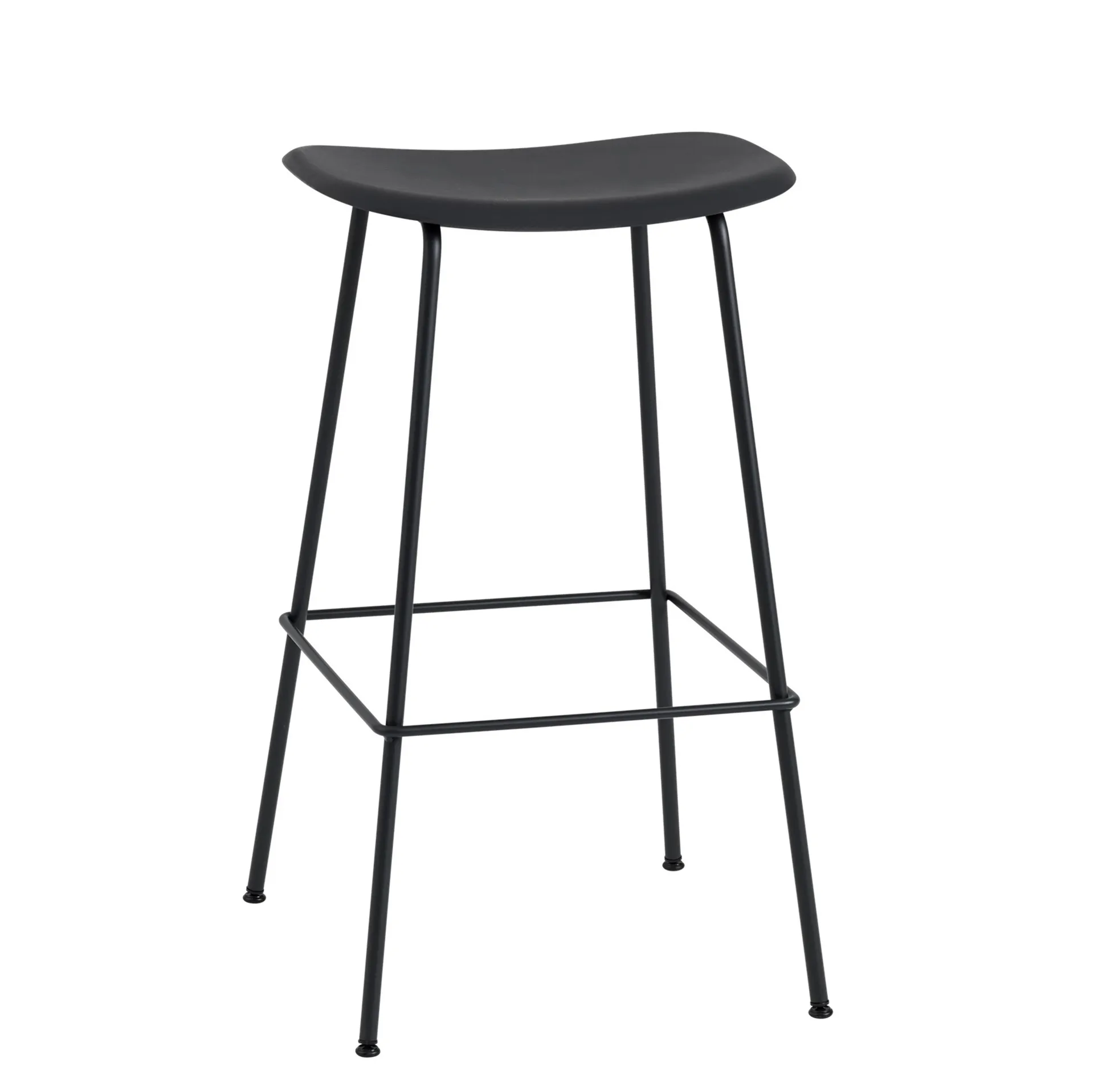 Fiber barstol tube bas plastsits 75 cm, Black-Anthracite black Muuto