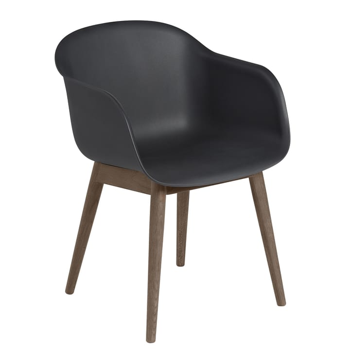 Fiber Chair stol med armstöd och träben - Black-stained dark brown - Muuto