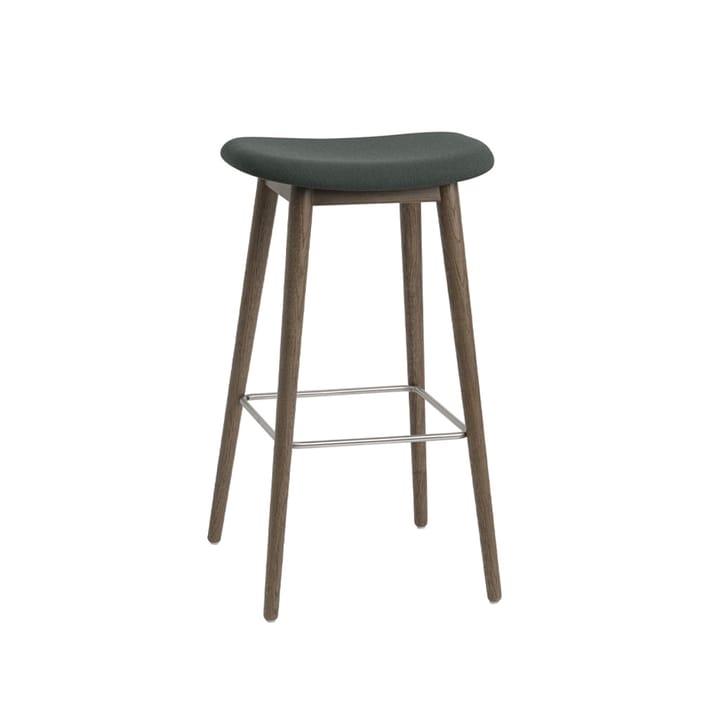 Fiber counter stool - tyg twill weave 990 dark green, brunbetsade ekben - Muuto