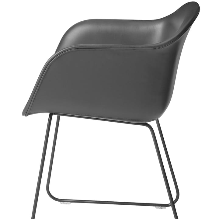 Fiber karmstol sled base - Refine läder svart-svart - Muuto