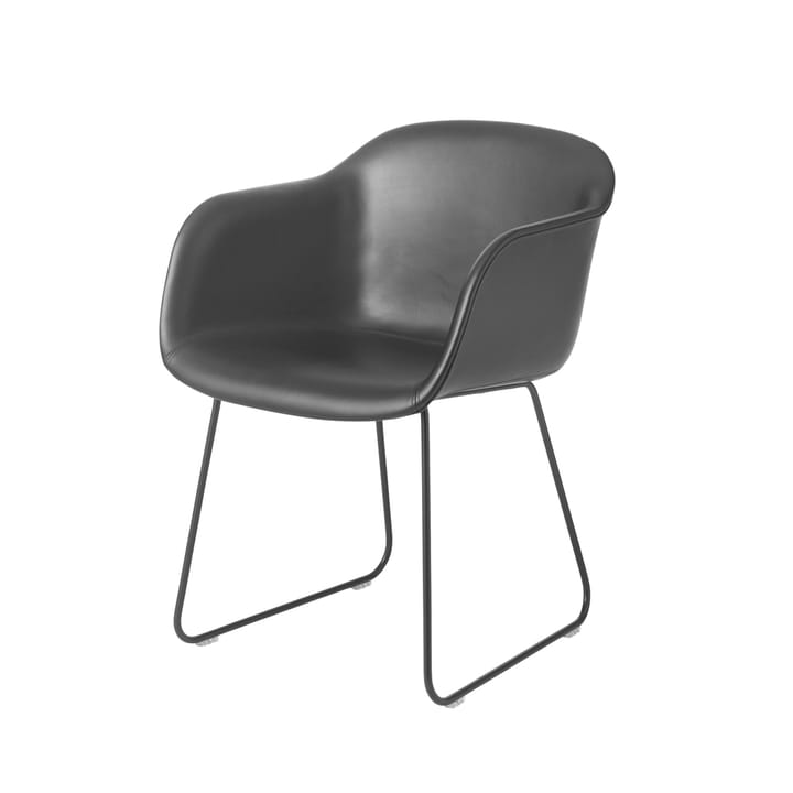 Fiber karmstol sled base - Refine läder svart-svart - Muuto