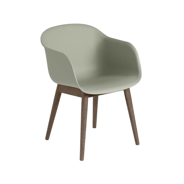 Fiber karmstol träben - dusty green, mörkbrunbetsade ben - Muuto